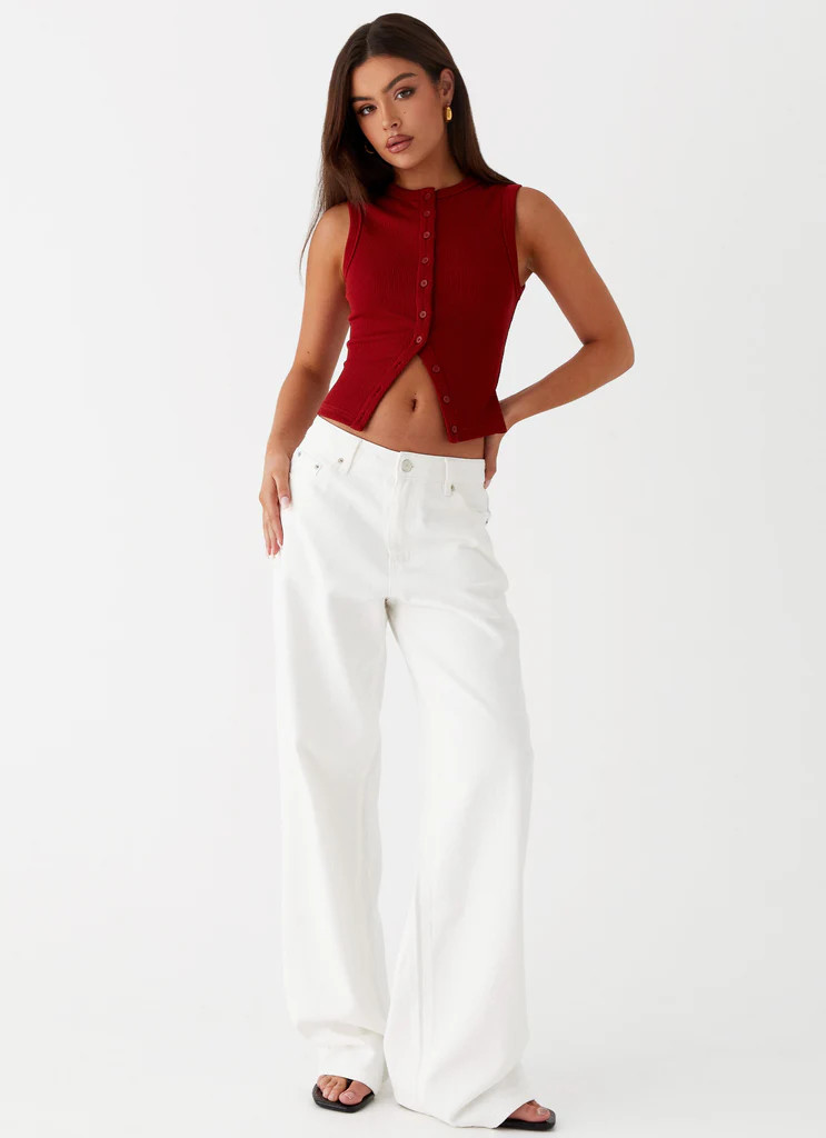 Blair Buttoned Tank Top - Ribbed Knit | Peppermayo (Global)