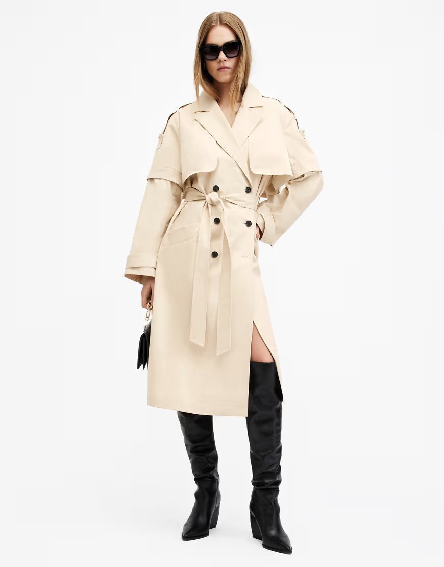 AllSaints Clyde trench coat in ecru-White | ASOS (Global)
