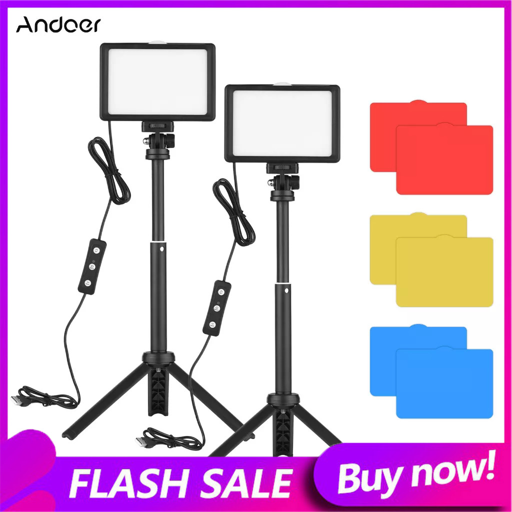 Kit De Iluminação Para Videoconferência Andoer USB Com 2 * Luzes De Vídeo LED 5600K Reguláve... | Shopee (BR)