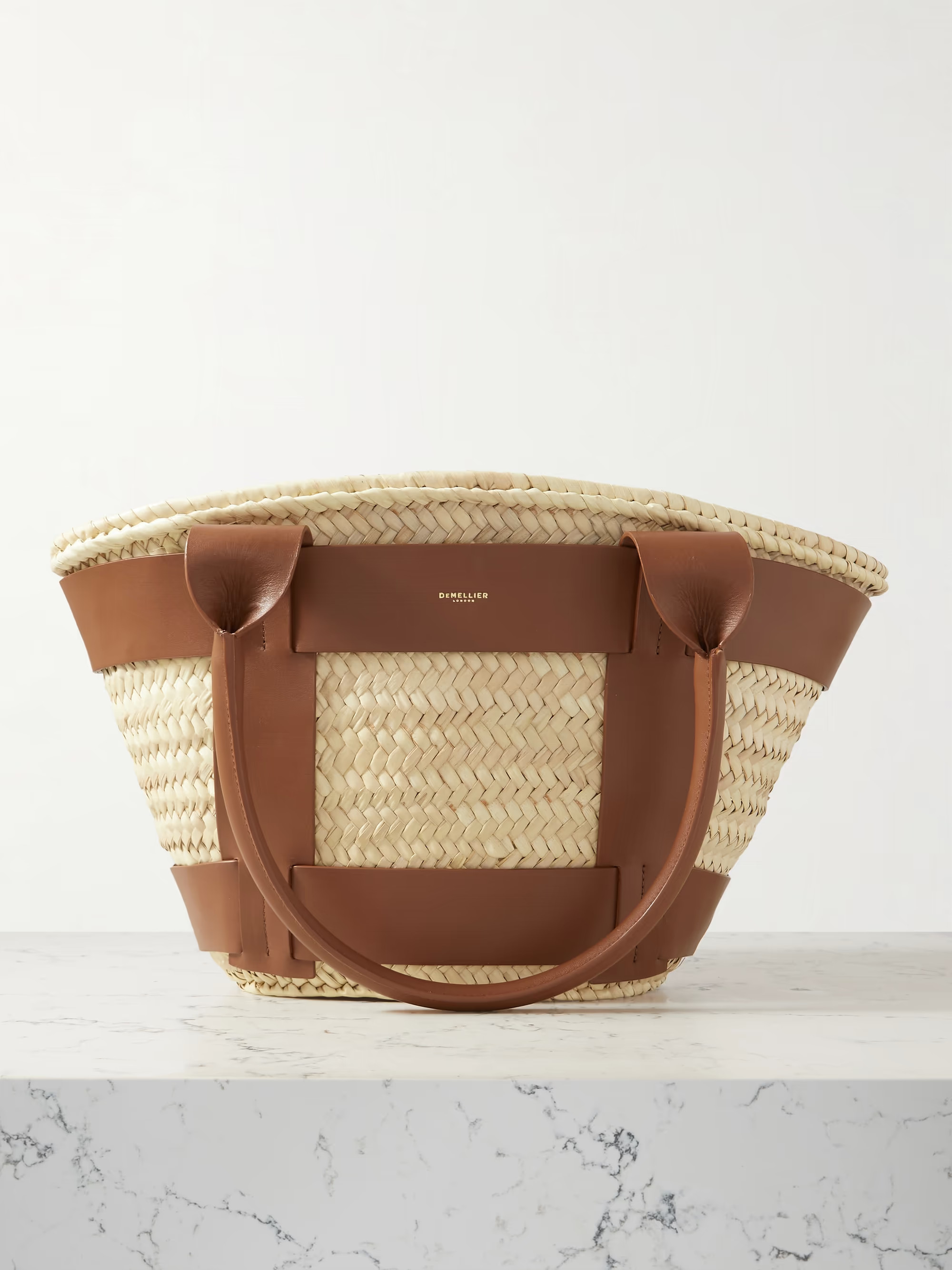 Santorini leather-trimmed raffia tote | NET-A-PORTER APAC