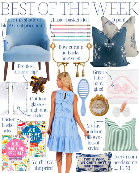 Best of the week! | home decor | preppy style | pillow covers | grandmillennial home | blue and white | chinoiserie | outdoor entertaining | Easter basket ideas | spring style | spring dress | bow dress | blue dress | baby gift ideas | gold bow frame | gold bow curtain tie-backs

#LTKstyletip #LTKhome #LTKbeauty