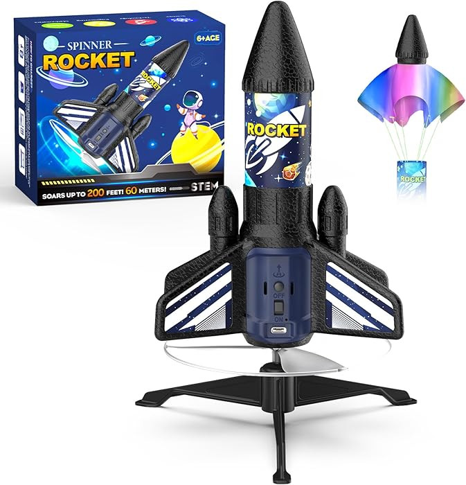 Rocket Launcher for Kids, 200 ft Self Launching Motorized Rocket Toy with LED and Safety Parachut... | Amazon (US)