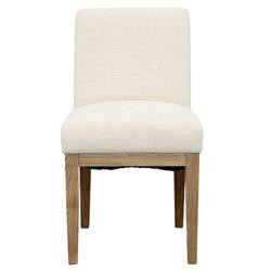 William Modern Classic Cream Upholstered Natural Wood Frame Dining Side Chair | Kathy Kuo Home