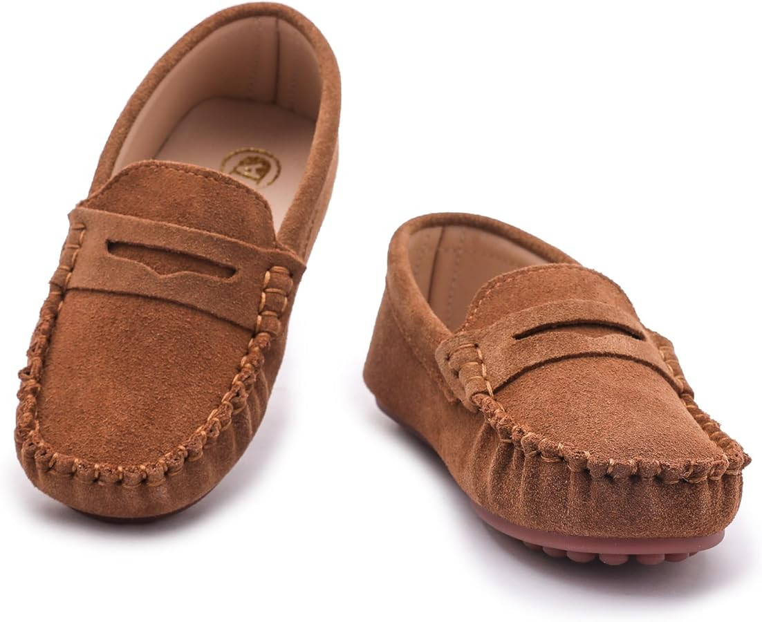 DADAWEN Toddler Little Kid Boys Girls Soft Suede Leather Slip On Loafer Flats Dress Shoes Casual ... | Amazon (US)