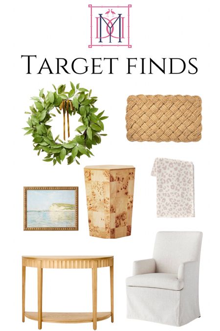 Target finds for Circle Week! Wreath 40% off! 
braided knot rug, threshold artwork, burl wood table, leopard microfiber blanket, white slip covered dining chair, wood demo line table  

#LTKhome