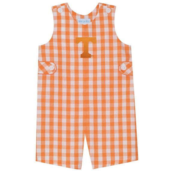 Tennessee Embroidered Big Check Orange Jon Jon - Etsy | Etsy (US)