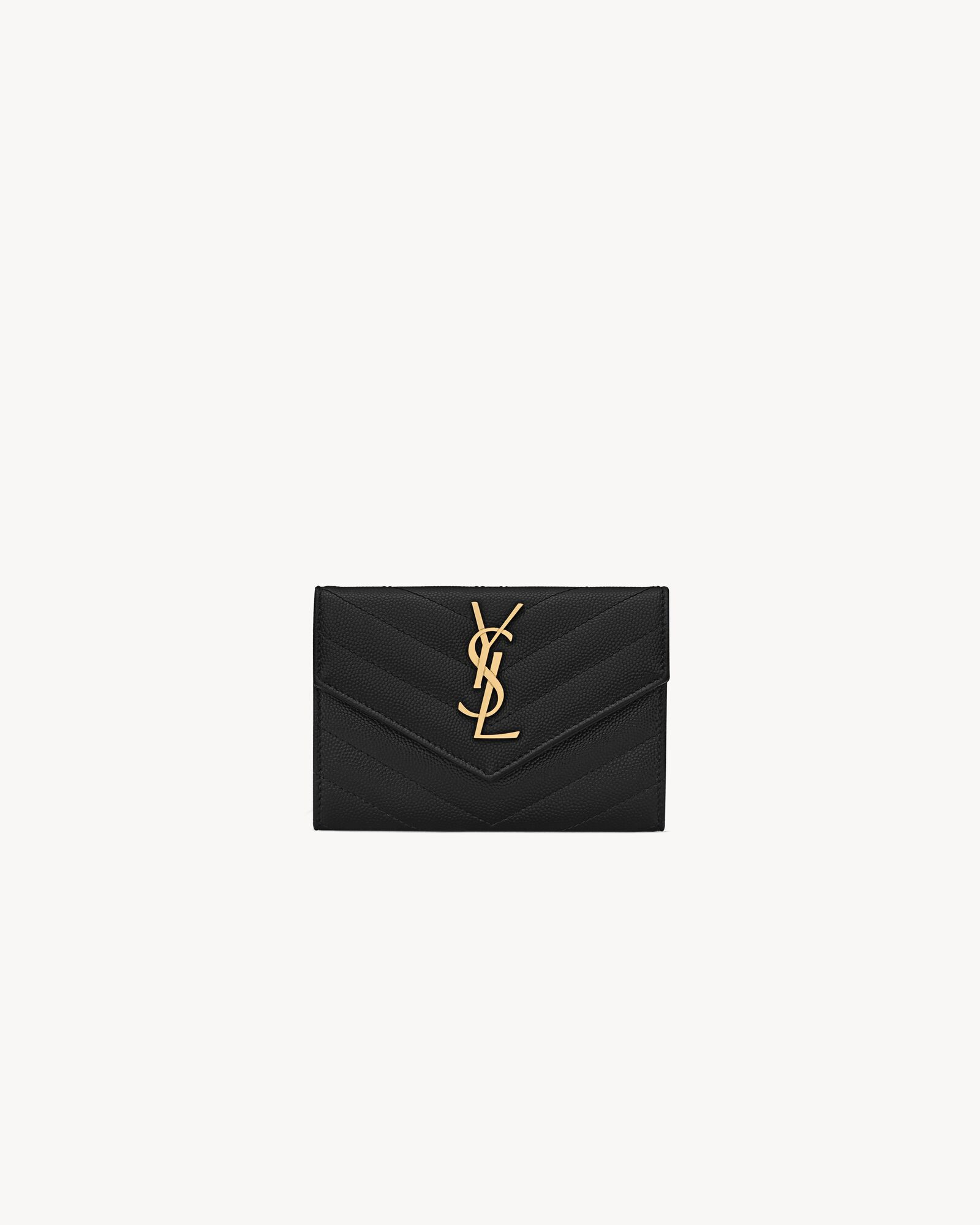 monogram small envelope wallet in grain de poudre embossed leather | Saint Laurent Inc. (Global)