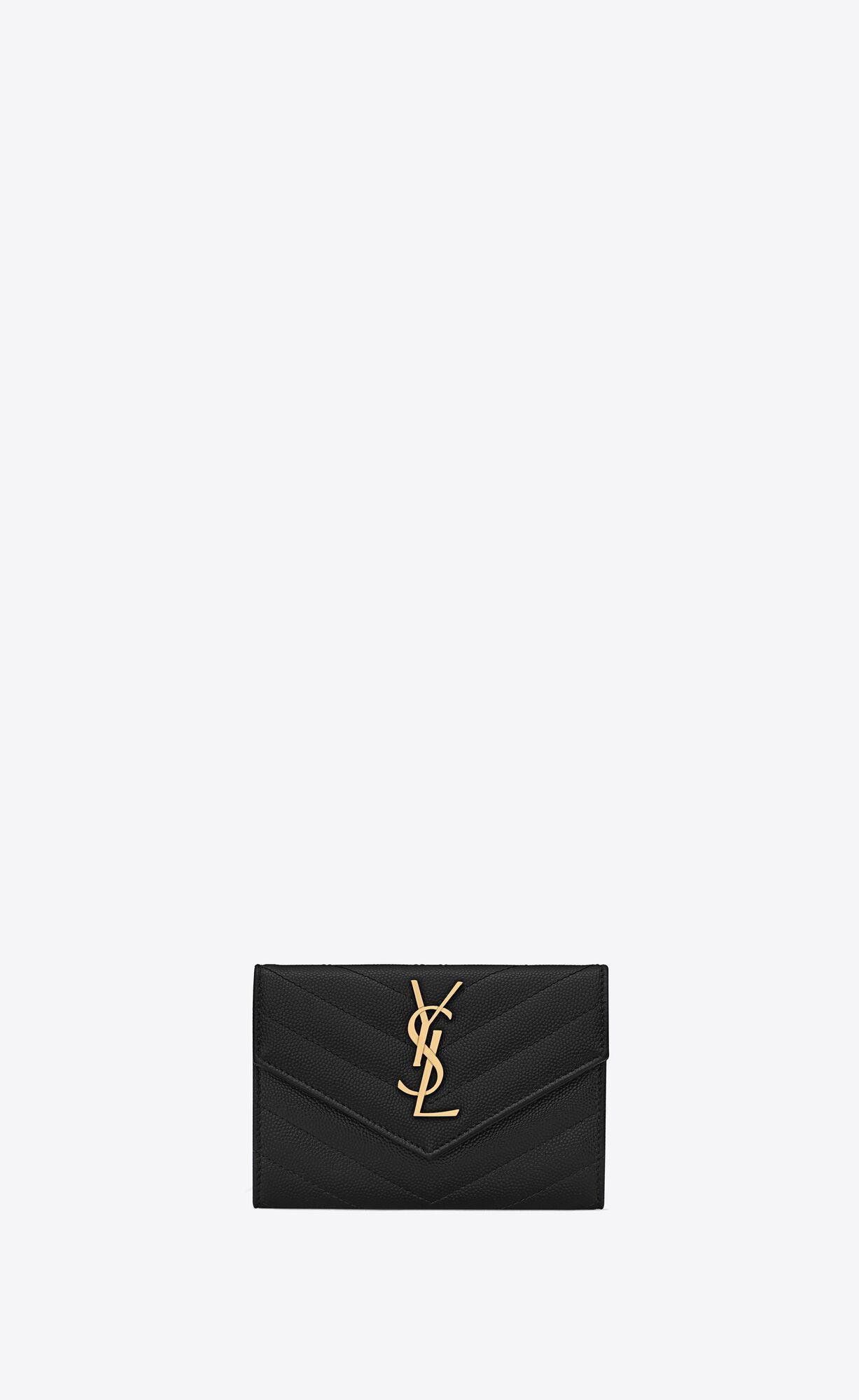 monogram small envelope wallet in grain de poudre embossed leather | Saint Laurent Inc. (Global)