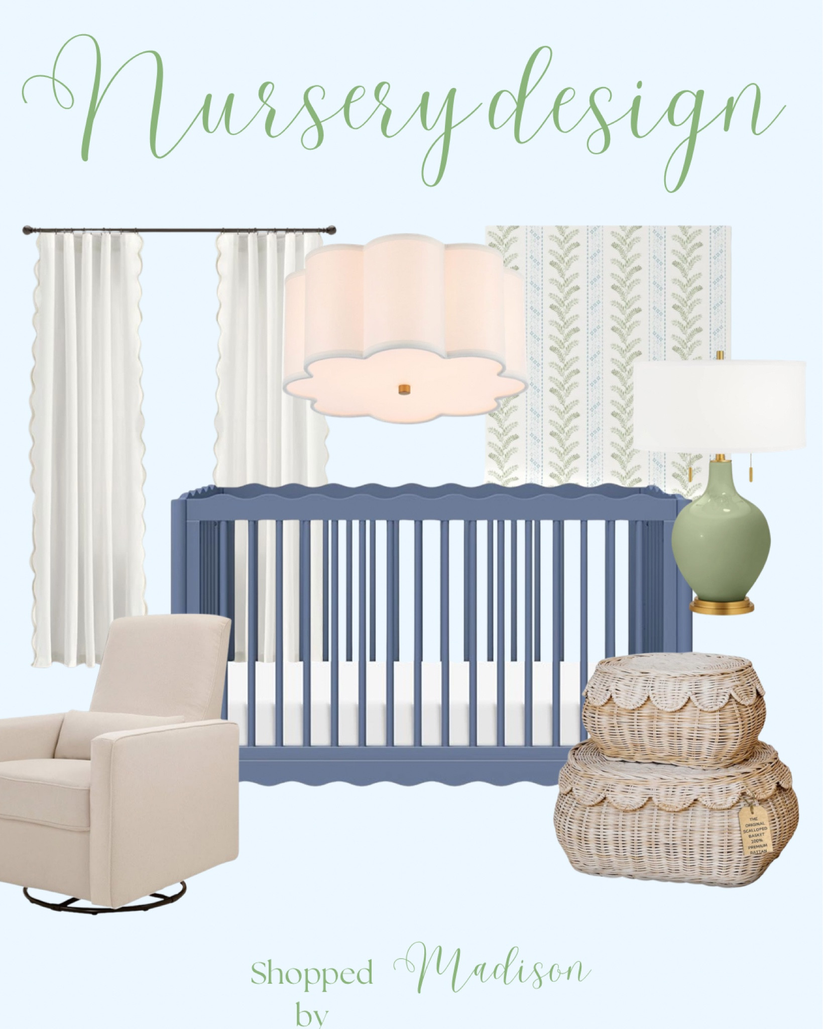 Nursery design, interior design, baby boy nursery ideas, baby boy nursery decor, blue crib, scallop home decor, amazon home decor

#LTKbaby #LTKhome #LTKkids