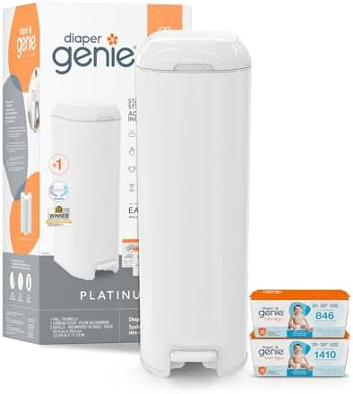 Diaper Genie Platinum Diaper Pail Gift Set | Hands-Free Odor Control with Foot Pedal | Stainless ... | Amazon (US)