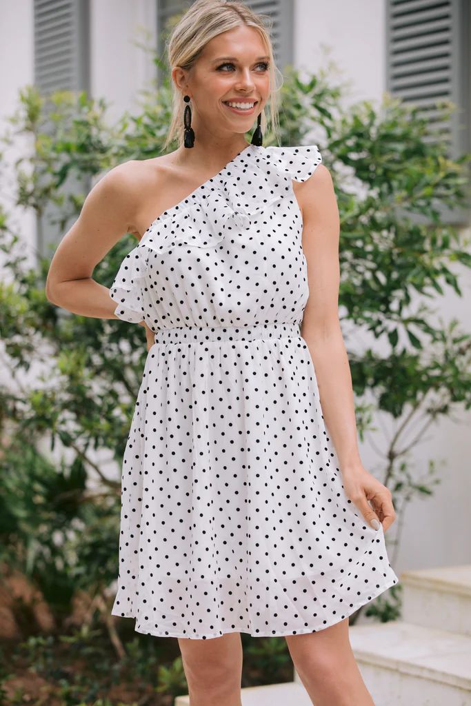 Make Life Easy Ivory White Polka Dot Dress | The Mint Julep Boutique