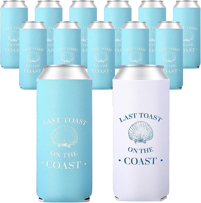 12 Count Last Toast on the Coast Bachelorette Party Can Sleeves Blue Beach Bachelorette Party Dec... | Amazon (US)