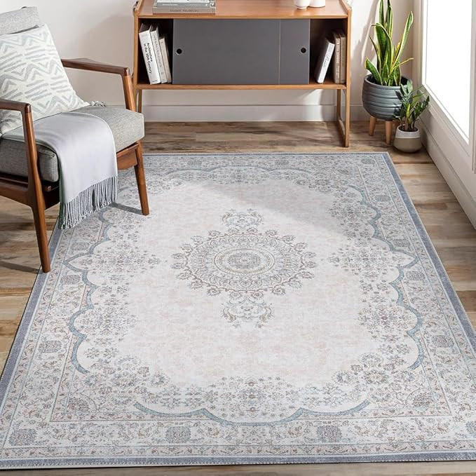 Adiva Rugs Machine Washable 8x10 Area Rug with Non Slip Backing for Living Room, Bedroom, Bathroo... | Amazon (US)