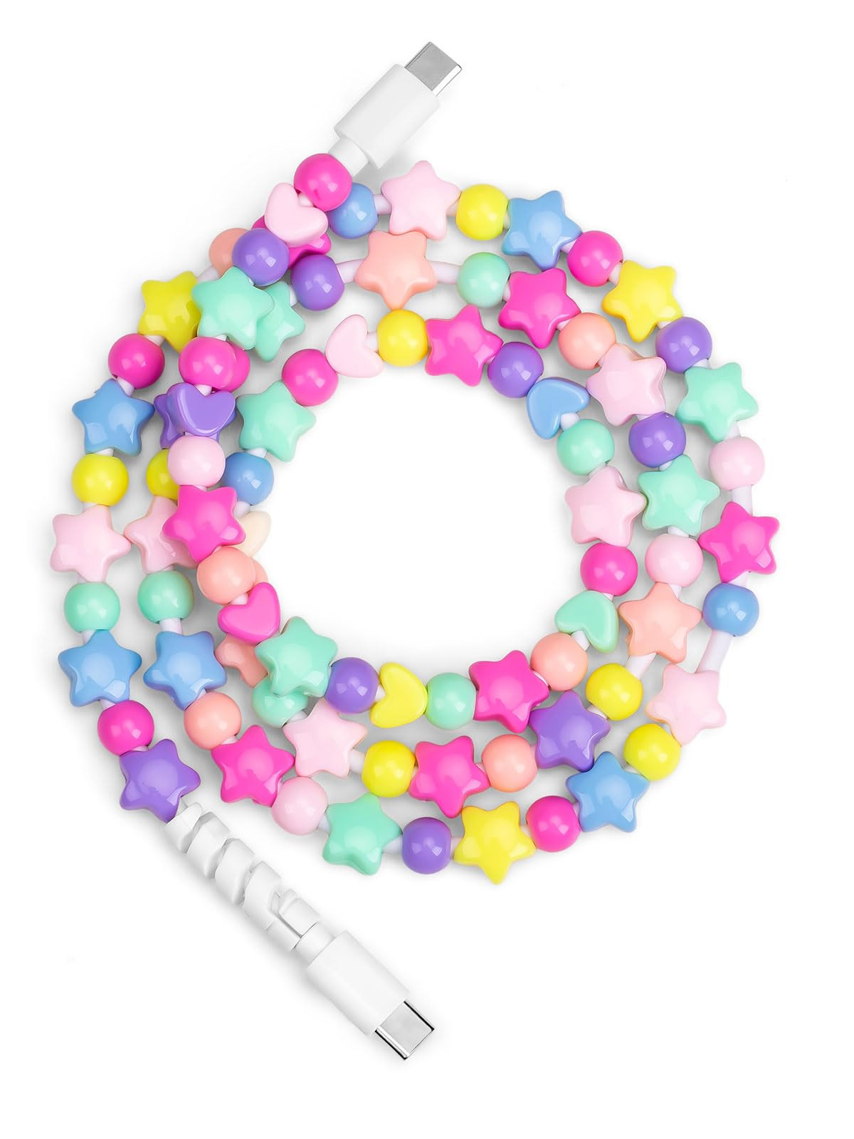 3.3FT USB C to USB C Charging Cable, 60W Acrylic Stars Beaded Charger Cord, Compatible with Samsu... | Amazon (US)