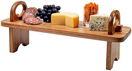 SPEShh Acacia Wood Serving Board on Stand – Contemporary Raised Wooden Serving Platter – Eleg... | Amazon (US)