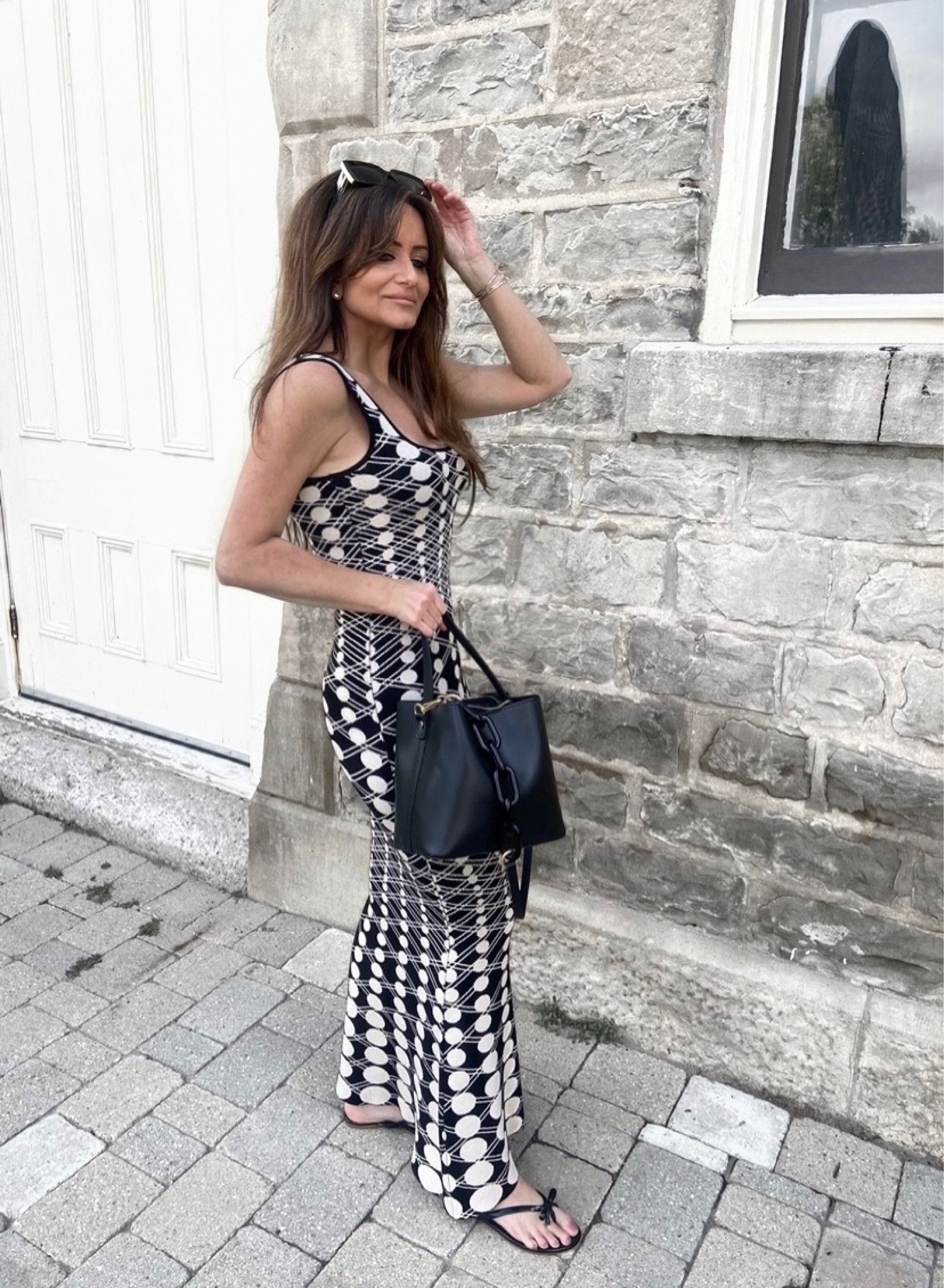 #KnitDress #BlackandWhitePatternDress #MaxiDress #Chanel #ChanelSunglasses #ChanelBags #GucciPurse 

#LTKSeasonal #LTKparties #LTKover40