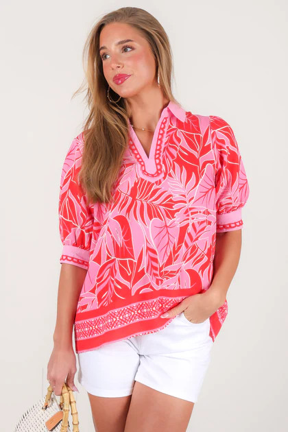 Patricia Red Short Sleeve Top | The Willow Tree