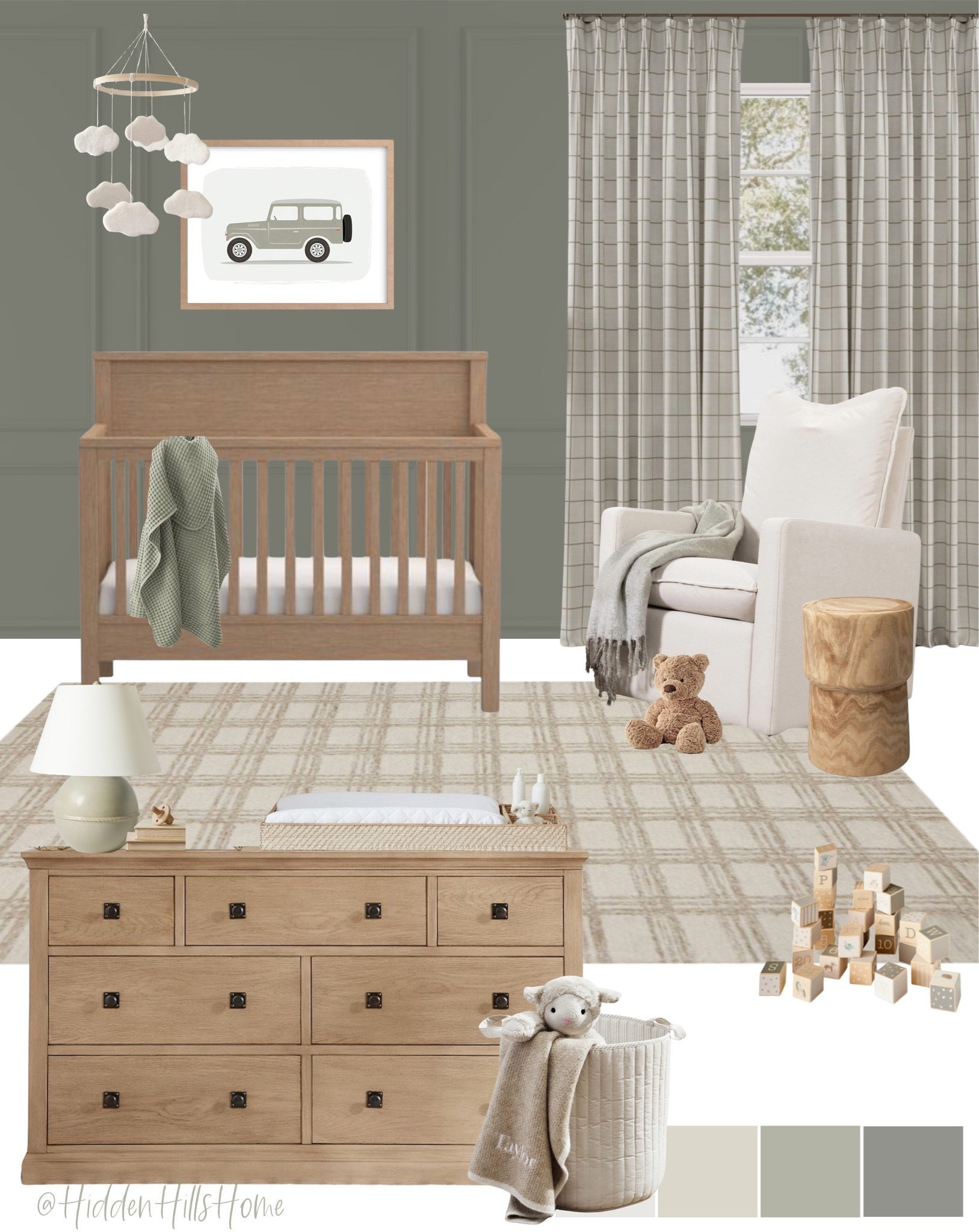 Nursery decor ideas, nursery inspiration, baby room, crib, nursery mood board, glider #nursery
Wall color is Sw evergreen fog

#LTKHome #LTKBaby #LTKSaleAlert