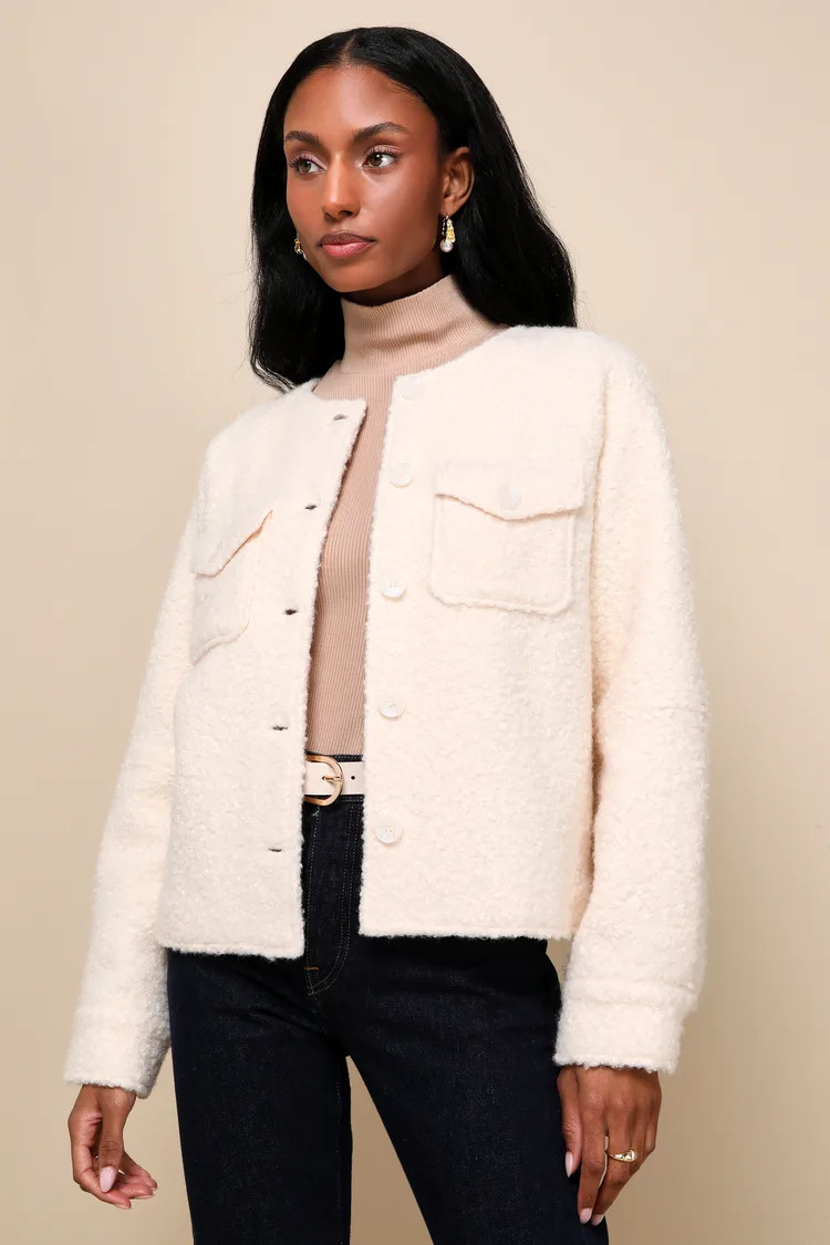 Unreal Coziness Ivory Shearling Jacket | Lulus (US)