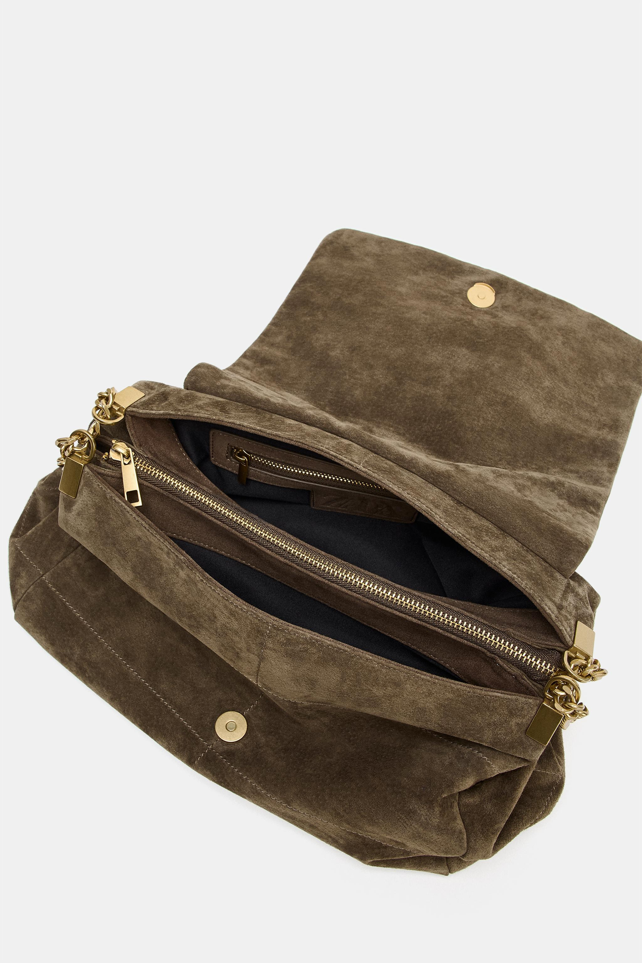 LEATHER FLAP SHOULDER BAG | Zara US