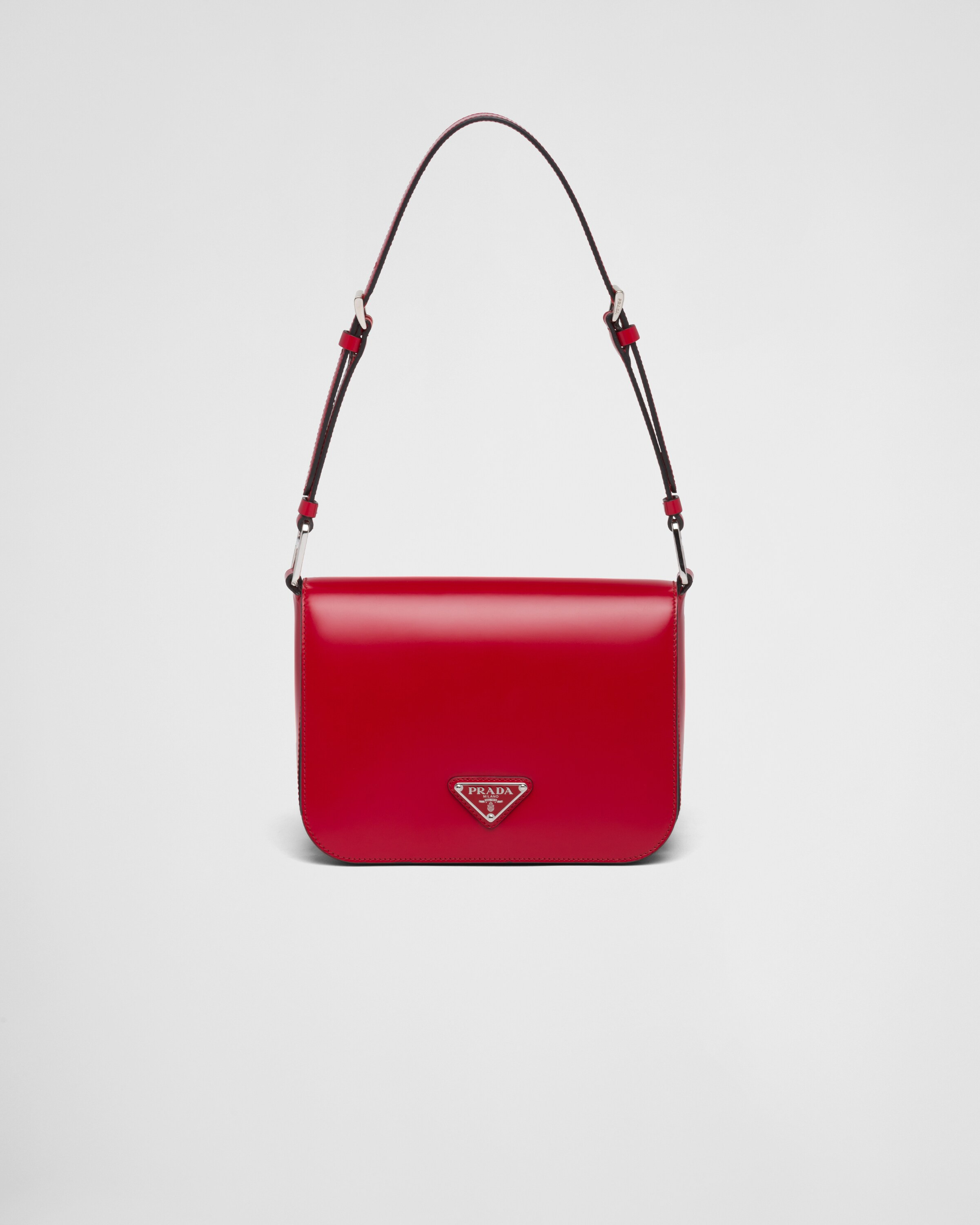 Brushed leather shoulder bag | Prada Spa US
