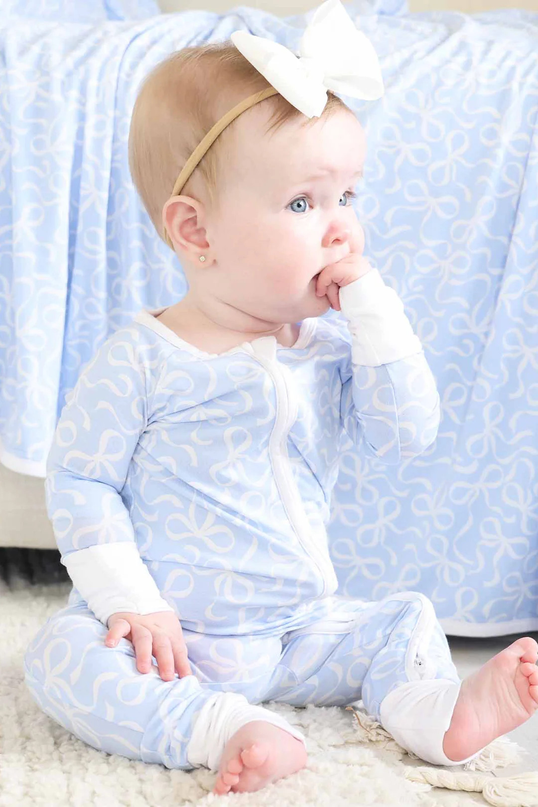 Blue-tiful Bows Convertible Zip Romper | Caden Lane