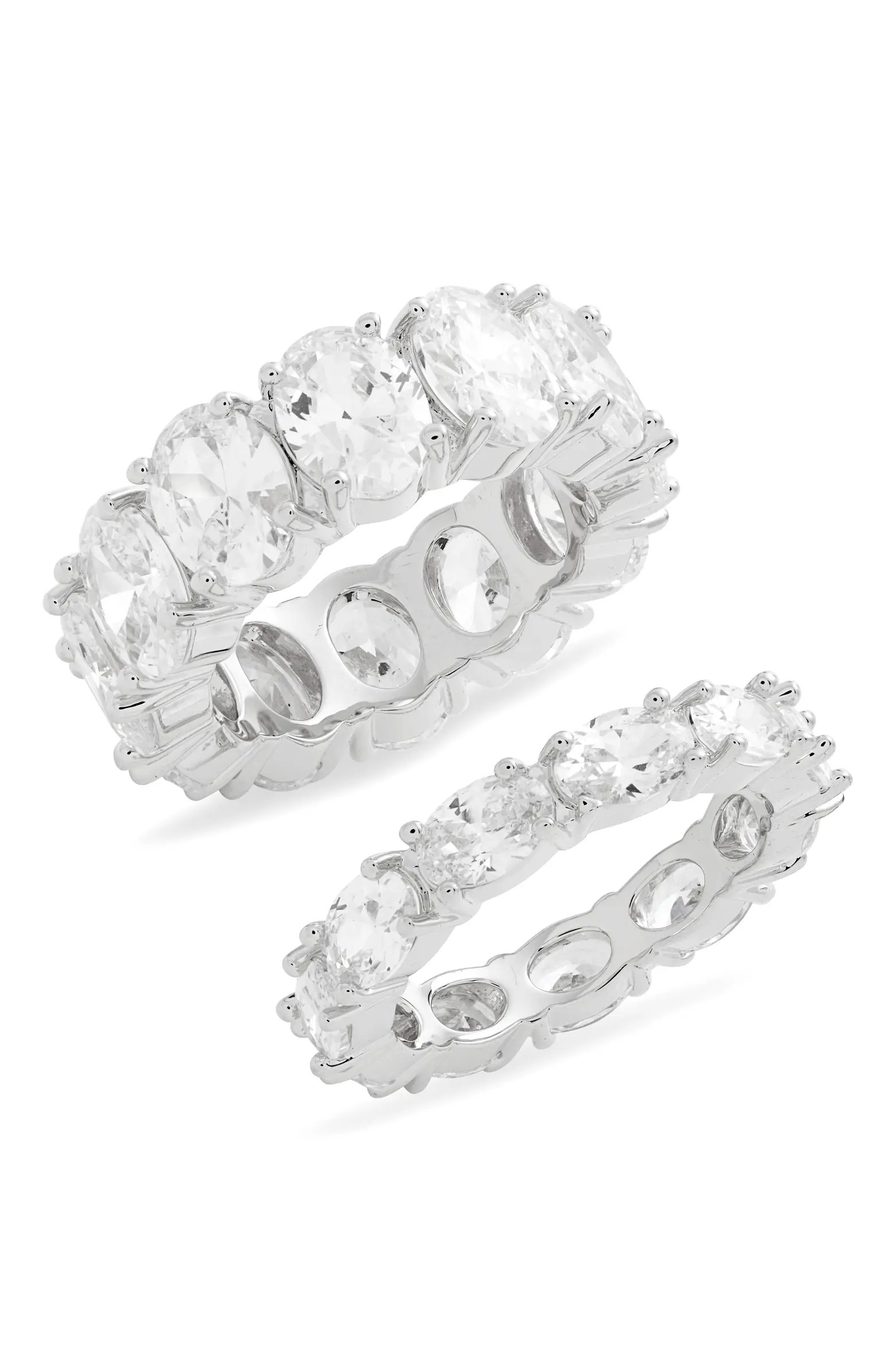 Nordstrom Set of 2 Oval Cubic Zirconia Eternity Rings | Nordstrom | Nordstrom