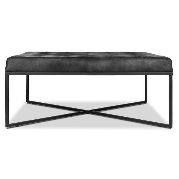 EdgeMod Traversa Leather Ottoman - Carbon Black/Black | Bed Bath & Beyond