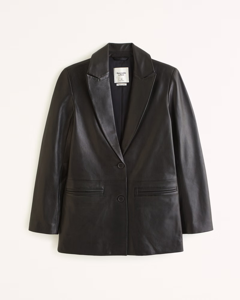 Abercrombie & Fitch Women's Genuine Leather Blazer in Black - Size XXS | Abercrombie & Fitch (US)