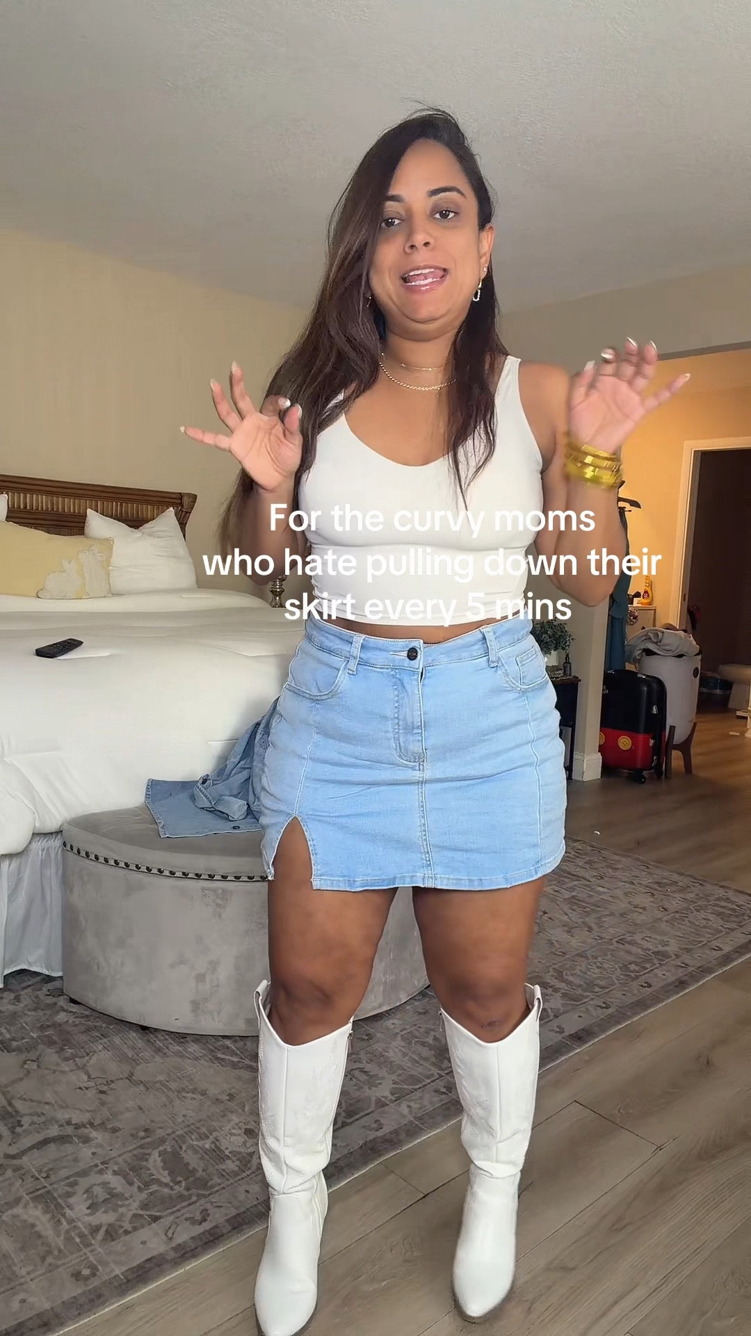 A denim Skort that actually works on a midsize body and thick thighs 

#LTKMidsize #LTKootd #LTKFestival