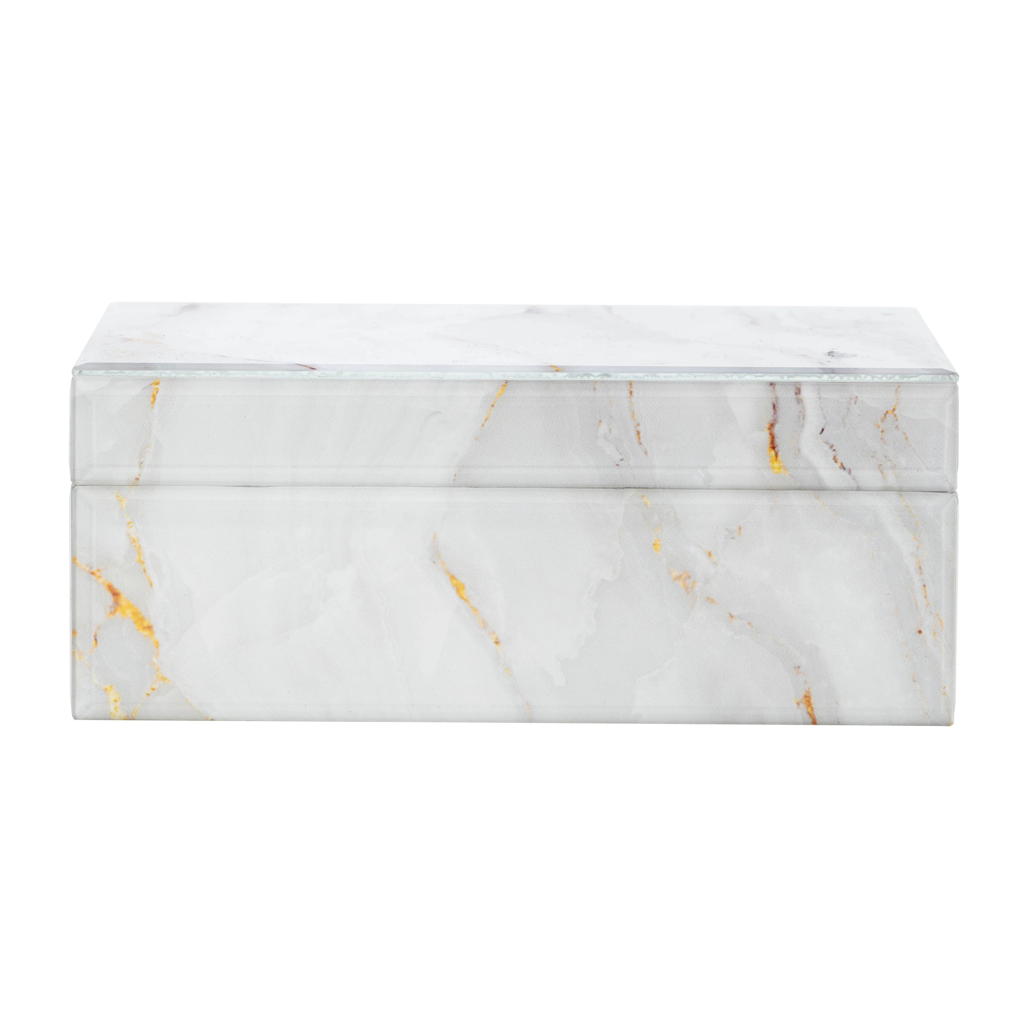 Mercer41 8" x 5" Decorative Wooden Storage Box - Contemporary White and Gold Decoupage Memory Box... | Wayfair North America