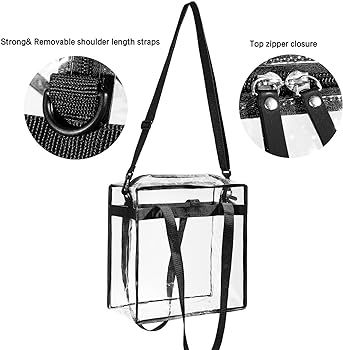 BAGAIL Clear bags Stadium Approved Clear Tote Bag with Zipper Closure Crossbody Messenger Shoulde... | Amazon (US)