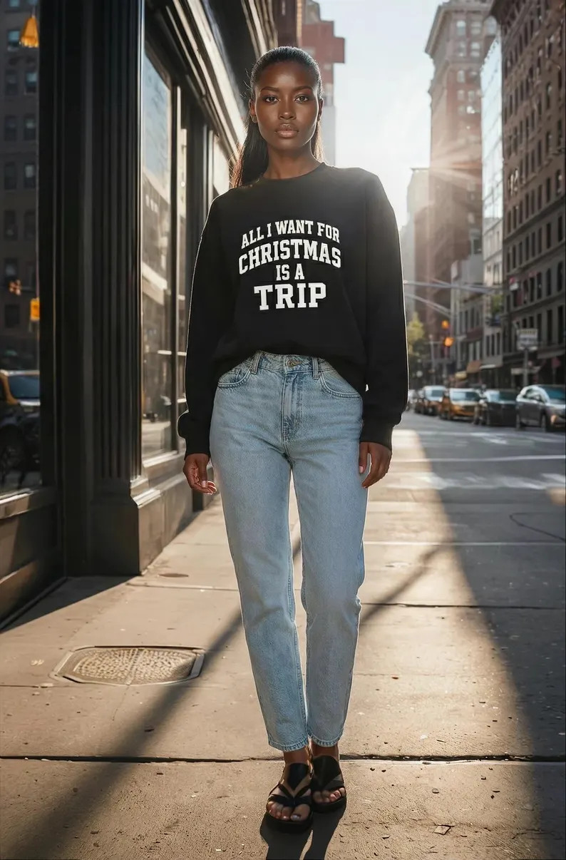 All I Want for Christmas is A Trip Black Sweatshirt | Christmas Travel Shirt - Etsy | Etsy (US)