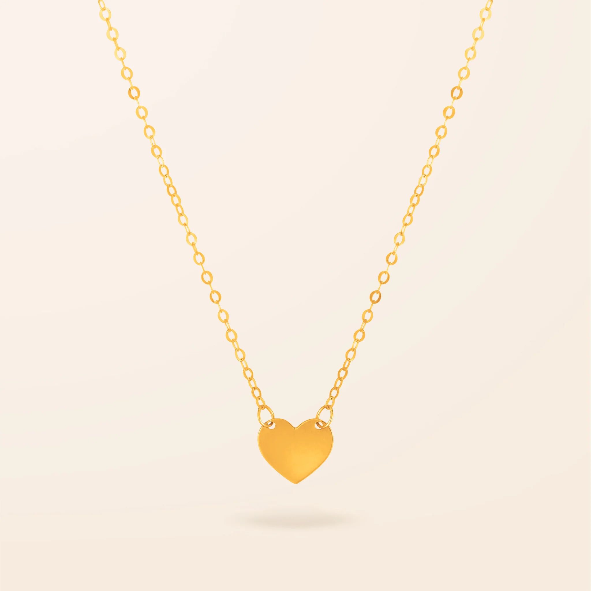 14K Gold Engravable Mini Heart Necklace | Van Der Hout Jewelry