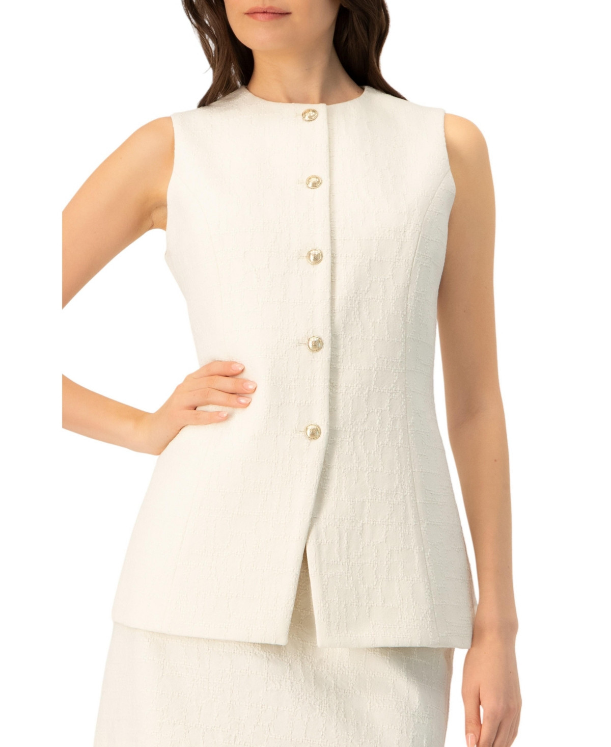 Ivonne Women's Tailored Vest with Front Buttons - Ivory | Macy's