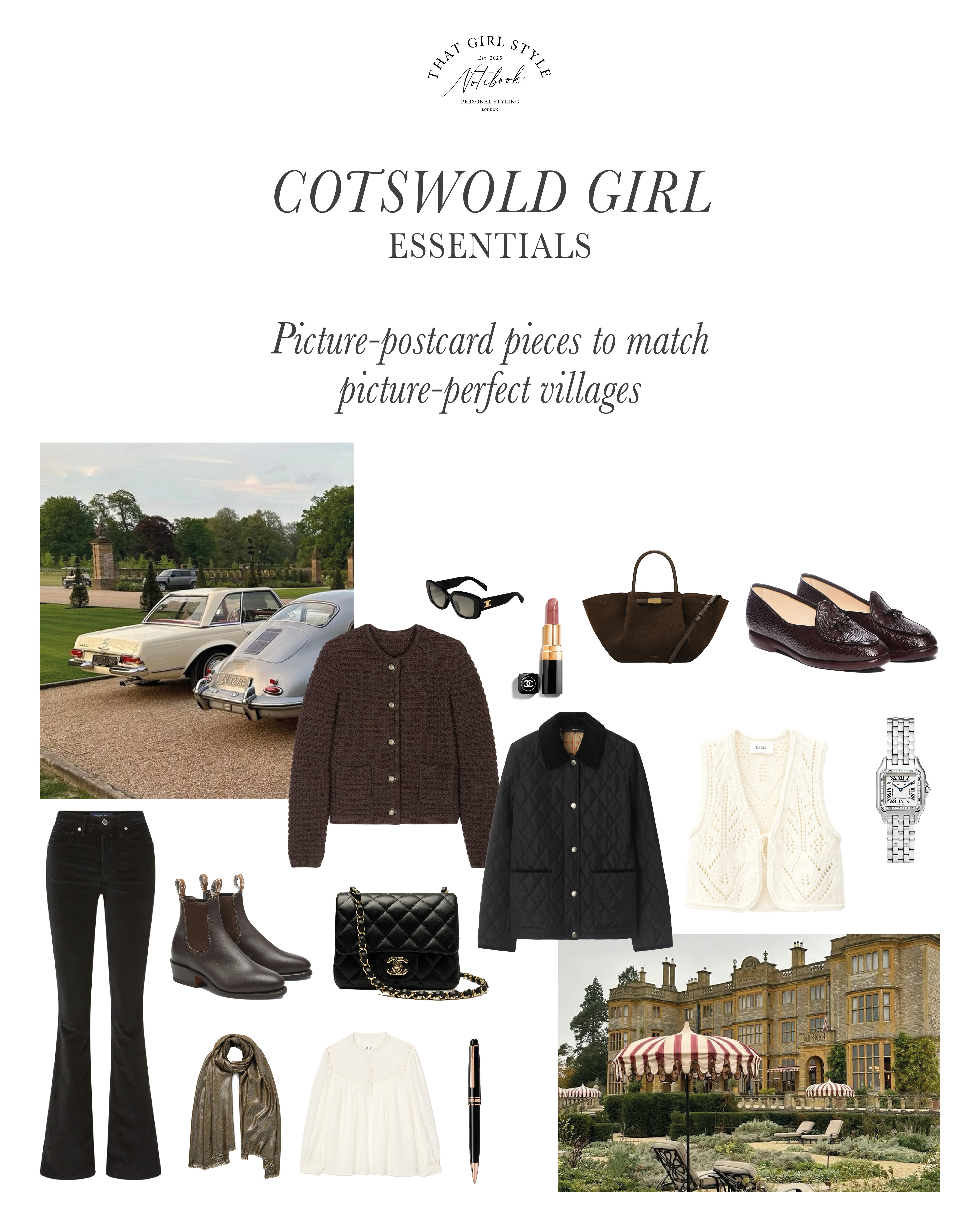 Investment pieces that belong in every Cotswold Girl’s wardrobe

I’m lucky enough to have grown up in the Cotswolds, in the gateway town of Burford, a place rich in heritage and historic charm. Known for its honey-stone cottages, antique shops and hilltop views, it’s one of the most idyllic corners of the UK.

While the region is often associated with traditional countryside style, think Barbour, Hunter, Schoffel, and once-upon-a-time Jack Wills (which made up most of my teenage wardrobe), there’s a more refined, quietly curated side to how Cotswold girls dress.

It’s less about countryside clichés and more about a soft blend of polo chic, preppy boho, and eclectic designer pieces from independent brands. The Cotswolds is a haven of rural elegance and thoughtful design, where outfits are as considered as the landscapes they wander through. 

 

#LTKuk #LTKsummer #LTKstyletip