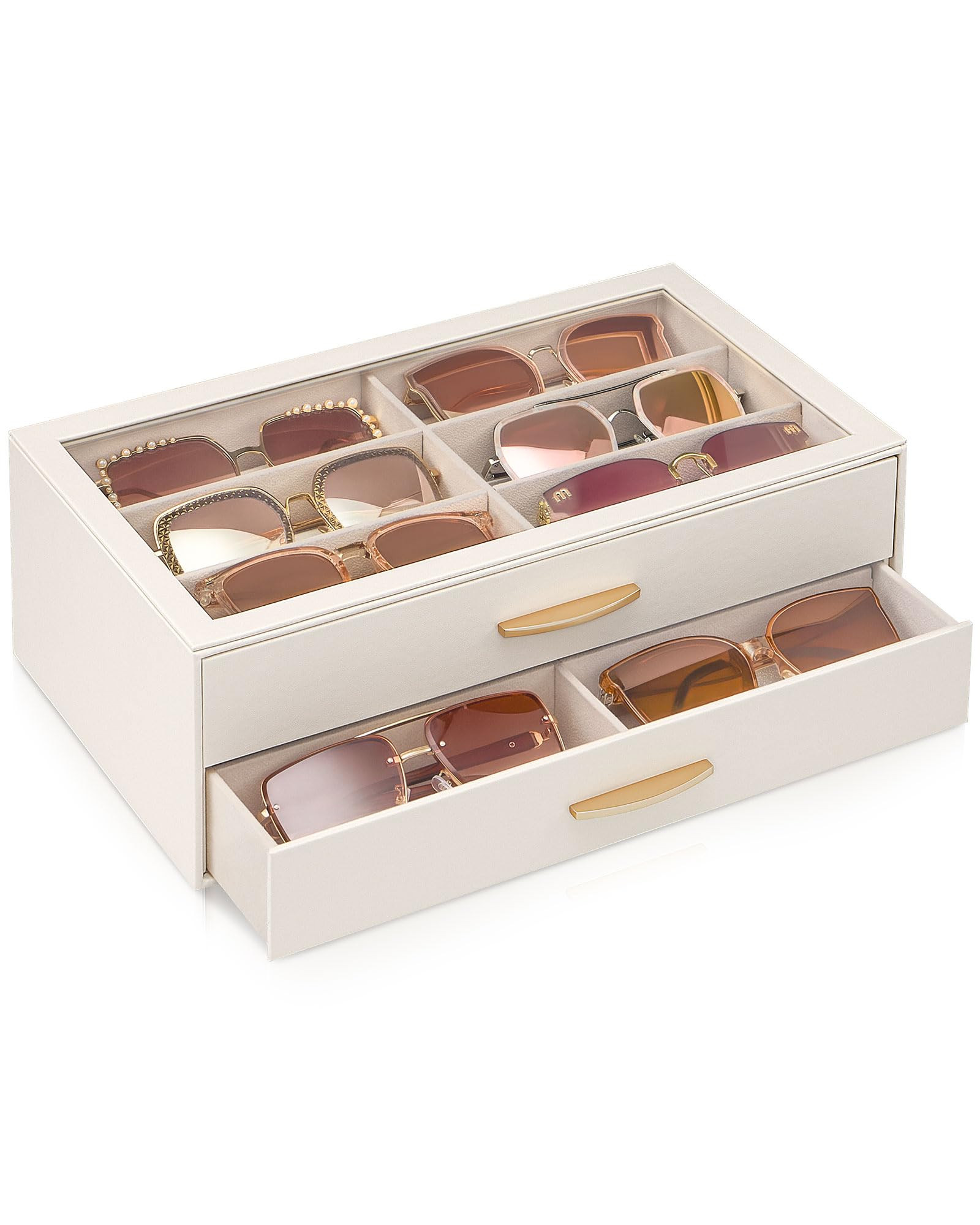 Lolalet 12 Slots Women’s Sunglasses Organizer with Enlarged Compartment, 2-Layer Eyewear Storag... | Amazon (US)