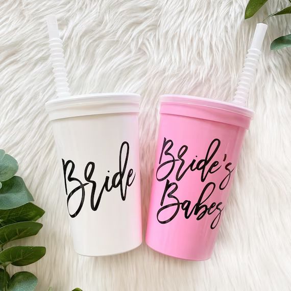 Bride Cup | Bride's Babes Cups | Bachelorette Party Cups | Bachelorette Stadium Cups With Lids | ... | Etsy (US)