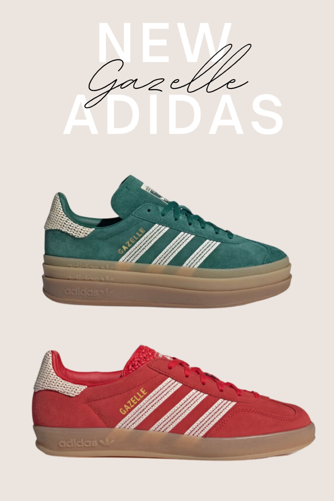 New gazelle colors❤️💚🎄 these new adidas sneakers are the perfect colors for Christmas! Perfect holiday season sneakers — grab them before they sell out! 

#LTKHoliday #LTKGiftGuide #LTKShoeCrush