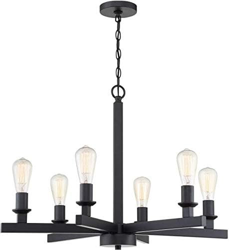 Craftmade 53126-FB Chicago Bold Chandelier, 6-Light 360 Total Watts, 22"H x 30"W, Flat Black | Amazon (US)