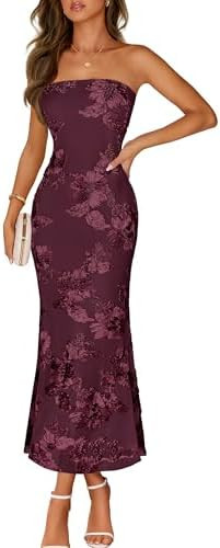 MEROKEETY Women's Summer Floral Wedding Guest Cocktail Maxi Dress | Amazon (US)