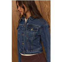 Dark Blue Slim Fit Denim Jacket | PrettyLittleThing US