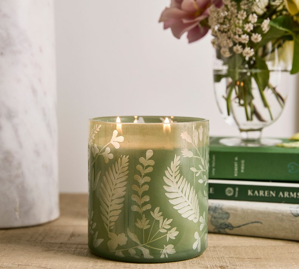 Etched Botanical Candle - Fig Grove & Thyme | Pottery Barn (US)