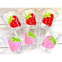 strawberry Party Cups - Vinyl Graphics, 9Oz Disposable | Etsy (US)
