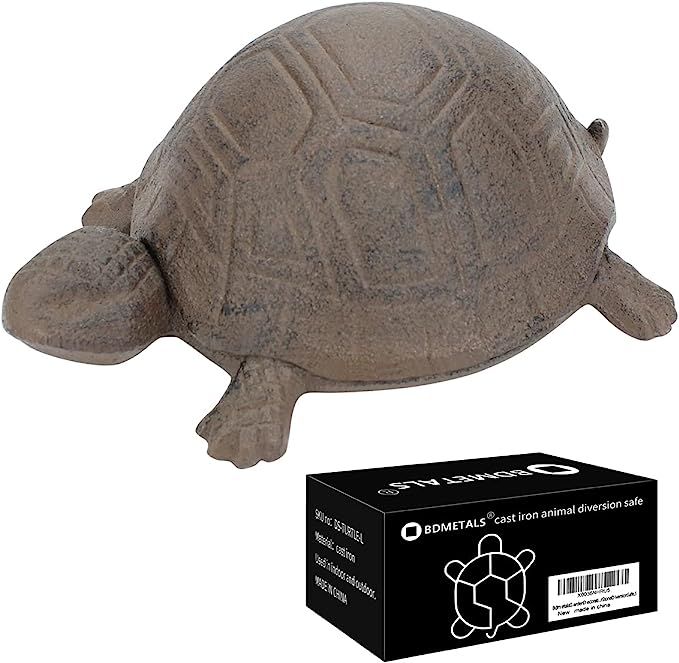 Bdmetals Garden Decoration Turtle Cast Iron Key Hider Stone Diversion Safe,L | Amazon (US)