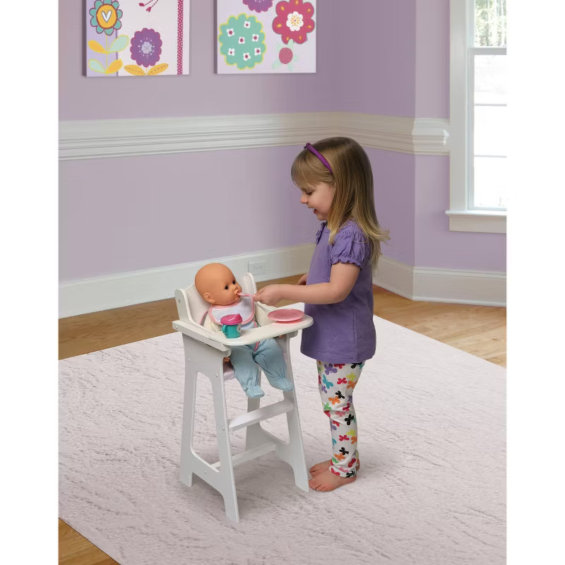 Badger Basket Doll High Chair with Accessories and Free Personalization Kit - White/Pink/Gingham | Target