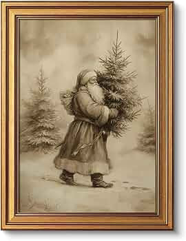 VIYYIEA Vintage Gold Framed Wall Artwork, Christmas Canvas Painting Home Decor, Oil Painting, Bed... | Amazon (US)