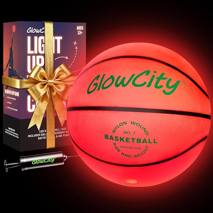 GlowCity Glow in The Dark Basketball - Sizes 5, 6, 7 Light Up Ball for Kids, Teens & Adults - Red... | Amazon (US)