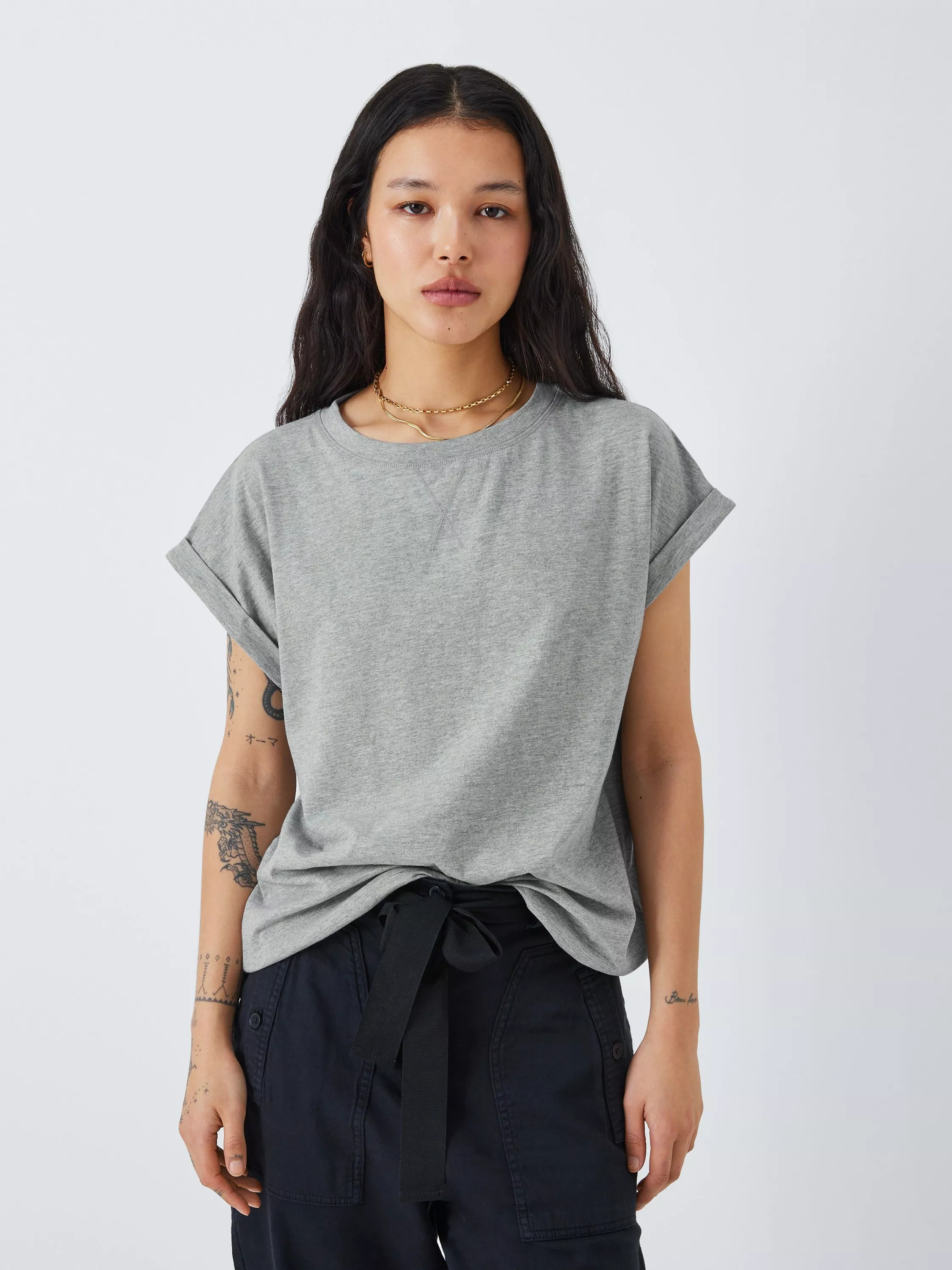 AND/OR Organic Cotton Tank T-Shirt, Grey Marl | John Lewis (UK)
