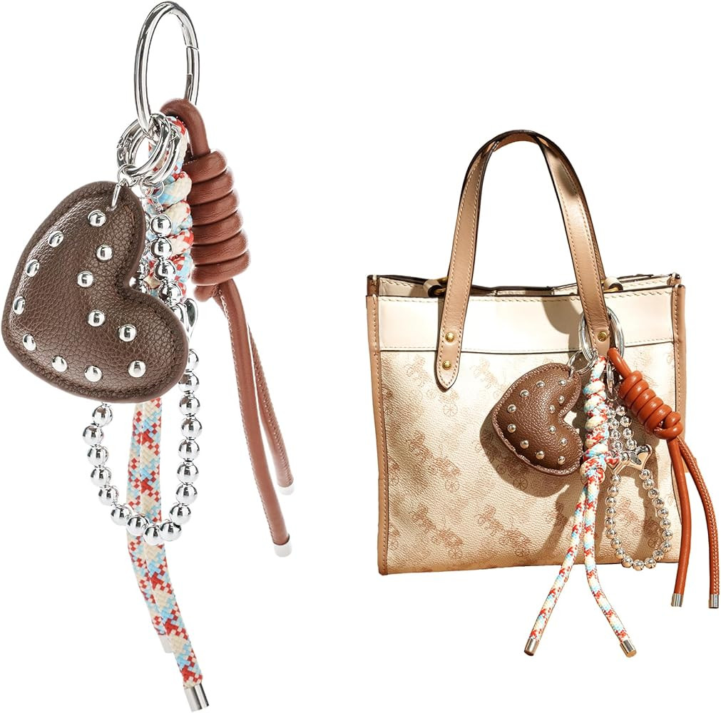 Heart Leather Bag Charm - 4-Piece Keychain | Stylish Purse Charms for Women's Handbags, Backpacks... | Amazon (US)